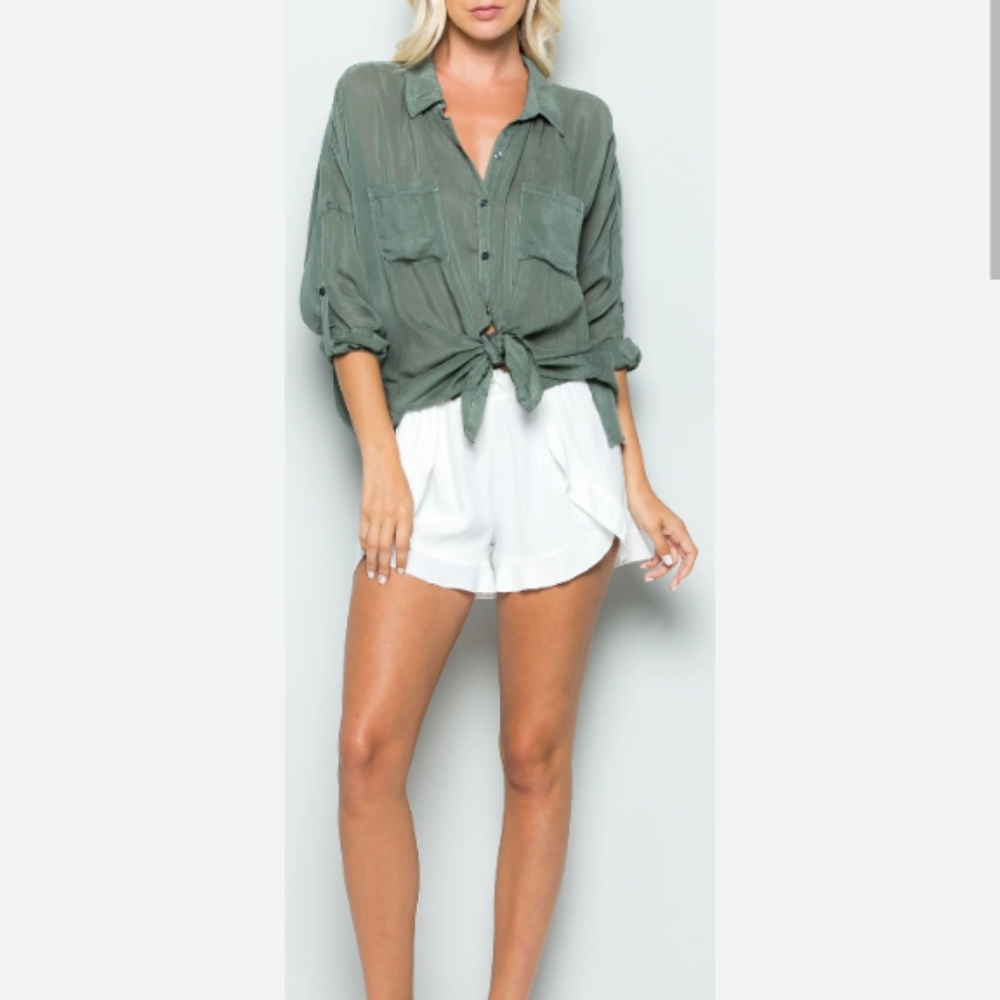 Maven West Army Green Cargo Pocket Top sz Large